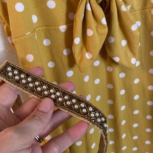 Mustard Yellow & Pearl Headband - ToH brand made by artisans from India